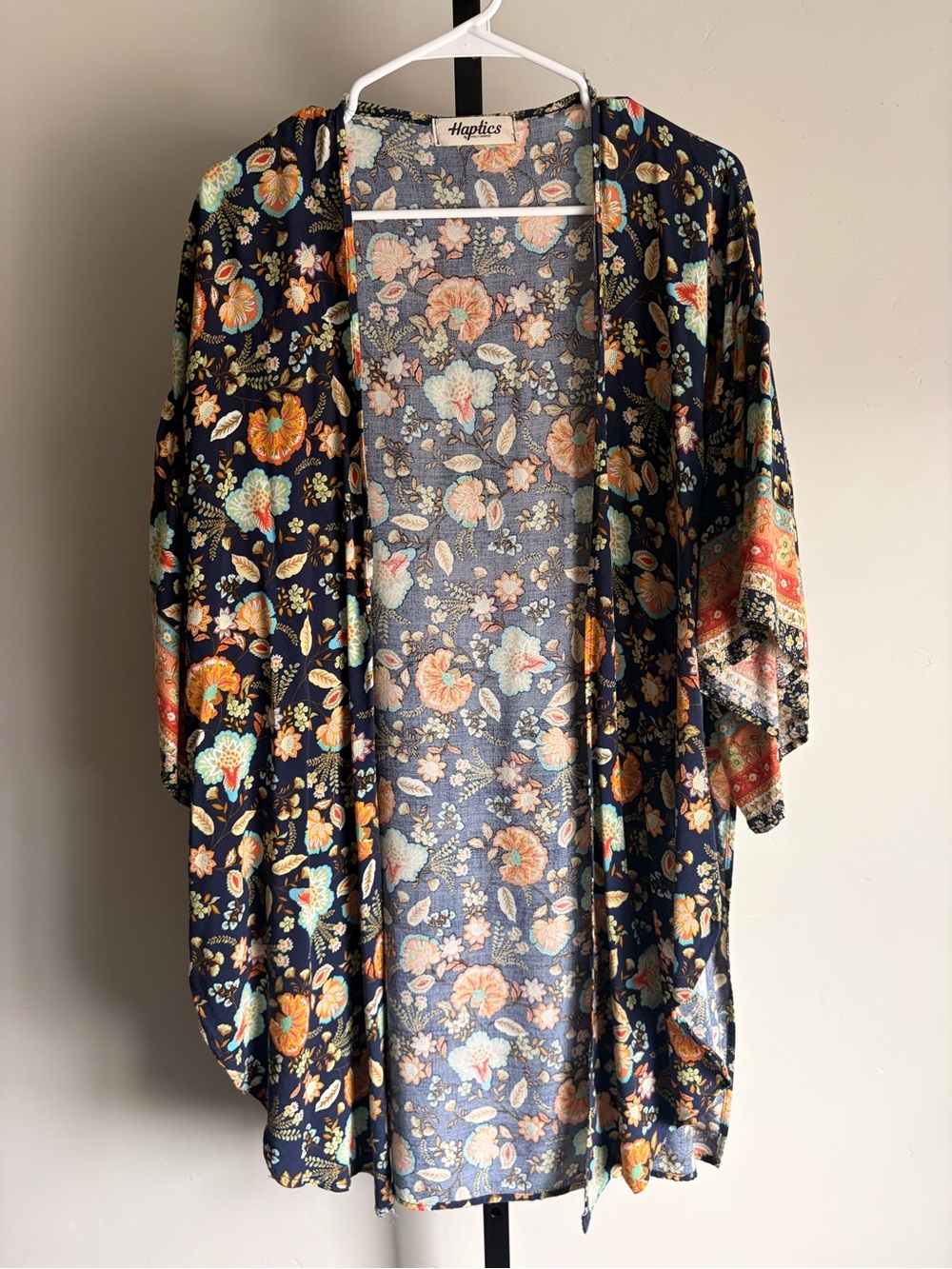 Haptics Floral Mixed Print Open Front Kimono OS